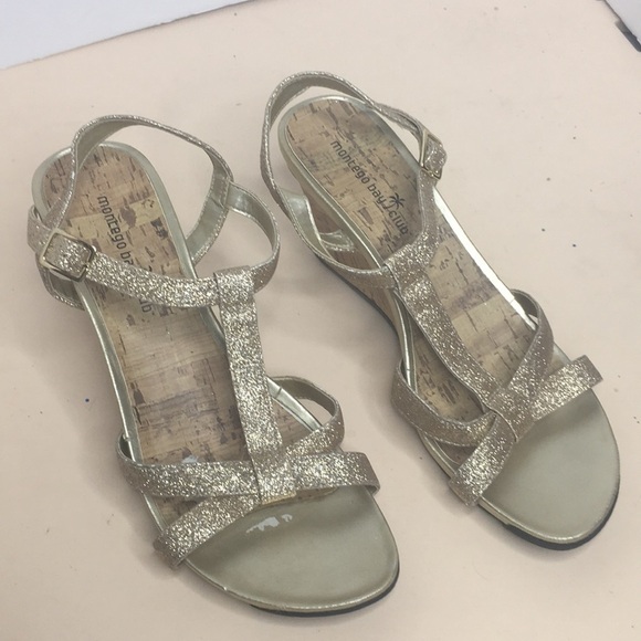 Montego  bay club sparks gold cork wedge sandals - Picture 1 of 8